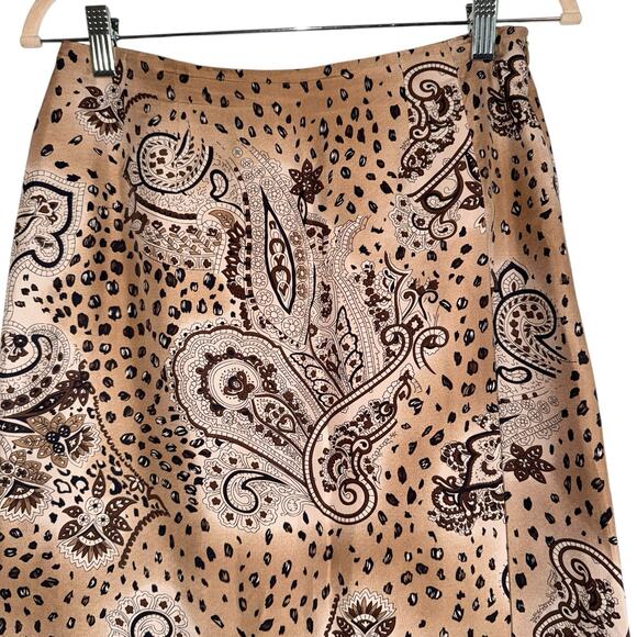 Vintage Y2K Worthington Sz‎ 6 100% Silk Paisley Faux Wrap Maxi Skirt Preppy - Picture 4 of 10